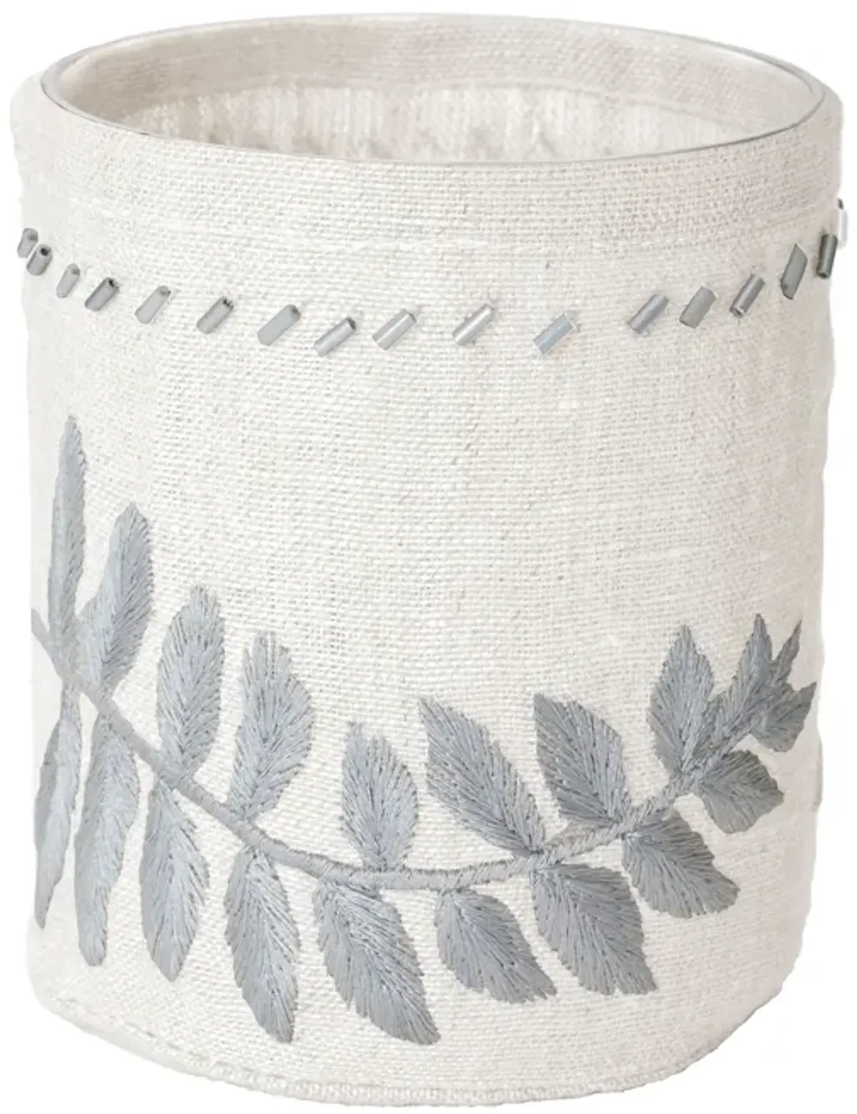 Linen Silver Stitched Fern Votive-s