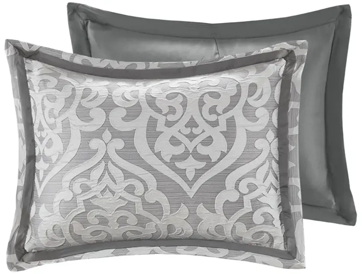 Madison Park Odette Silver/Silver 8 Piece Jacquard Comforter Set