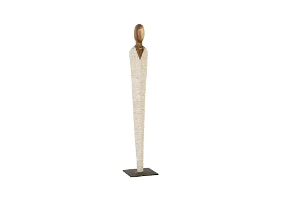 vested female sculpture, medium, chamcha, natural, white, gold