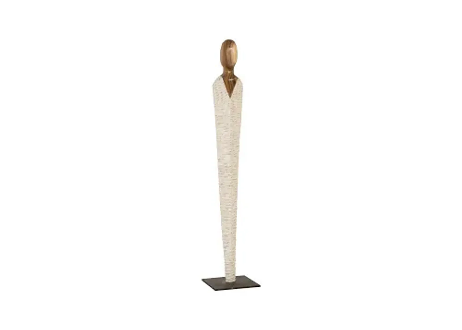 vested female sculpture, medium, chamcha, natural, white, gold