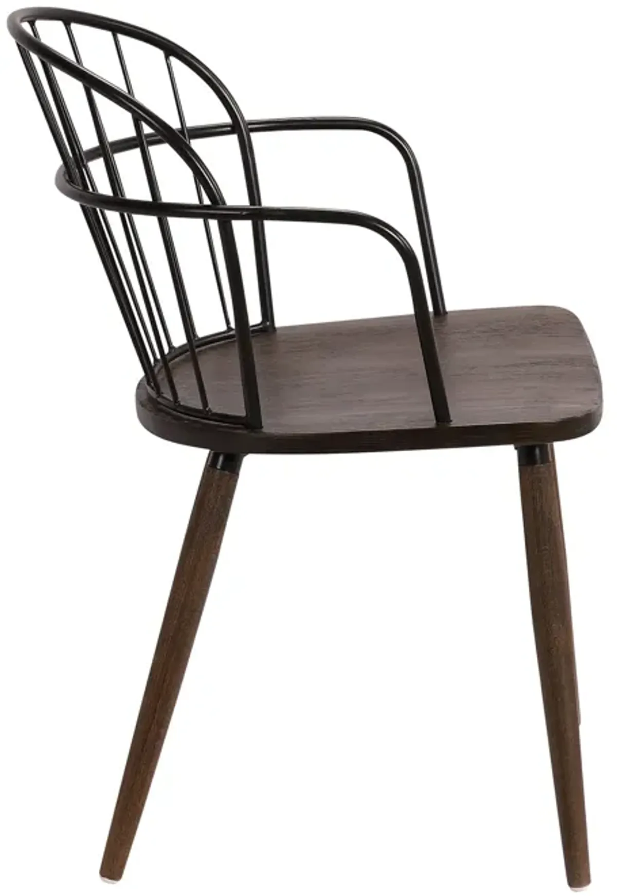 Bradley Steel Framed Side Chair in Black Powder Coated Finish and Walnut Glazed Wood