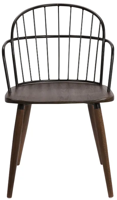 Bradley Steel Framed Side Chair in Black Powder Coated Finish and Walnut Glazed Wood