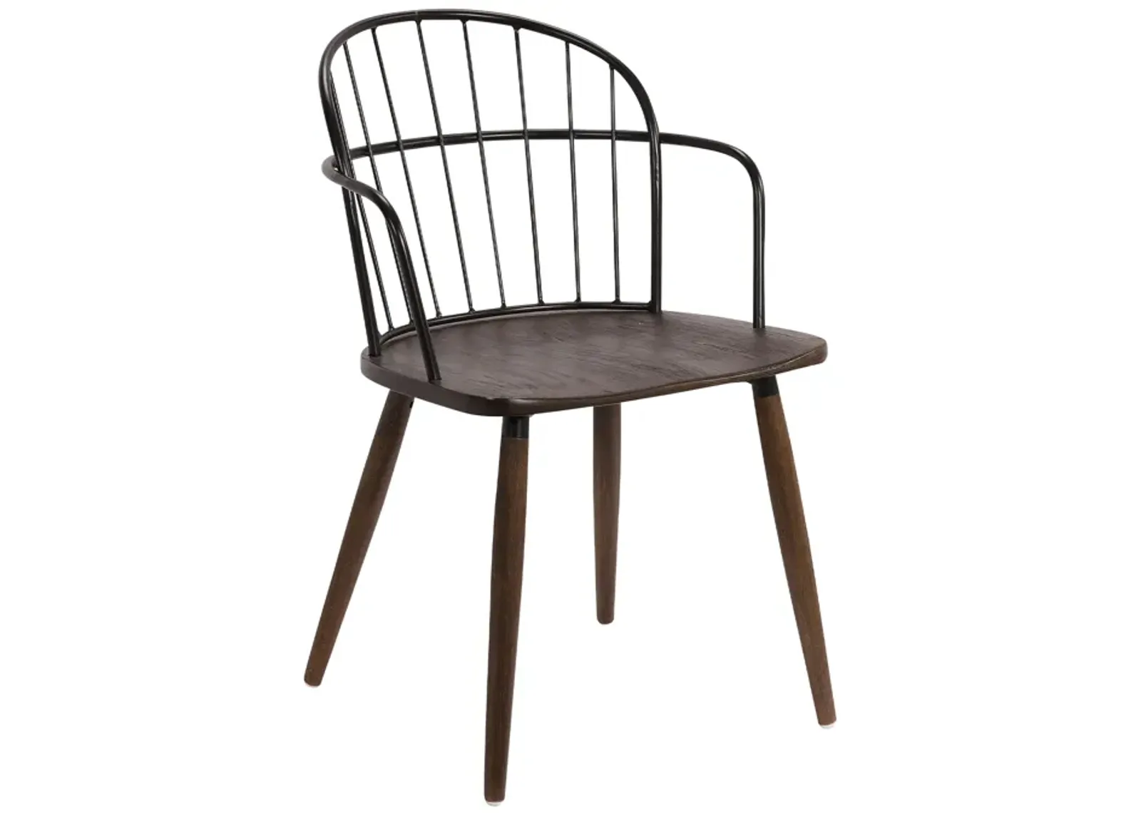 Bradley Steel Framed Side Chair in Black Powder Coated Finish and Walnut Glazed Wood