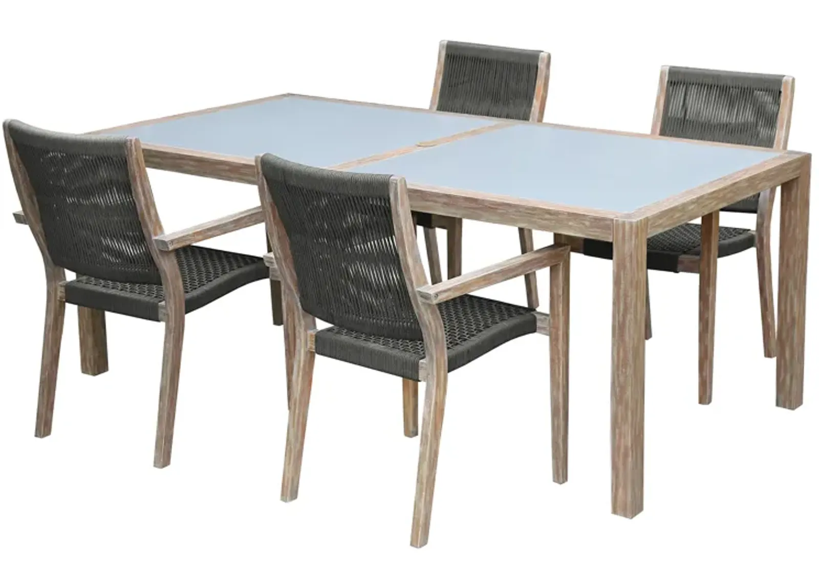 Sienna and Madsen 5 Piece Outdoor Eucalyptus Dining Set with Grey Teak Finish