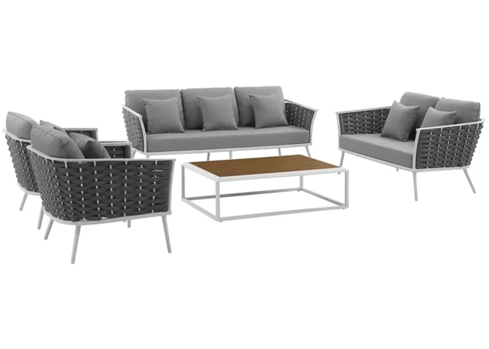 Stance 5 Piece Outdoor Patio Aluminum Sectional Sofa Set