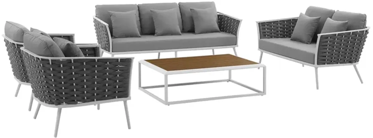 Stance 5 Piece Outdoor Patio Aluminum Sectional Sofa Set