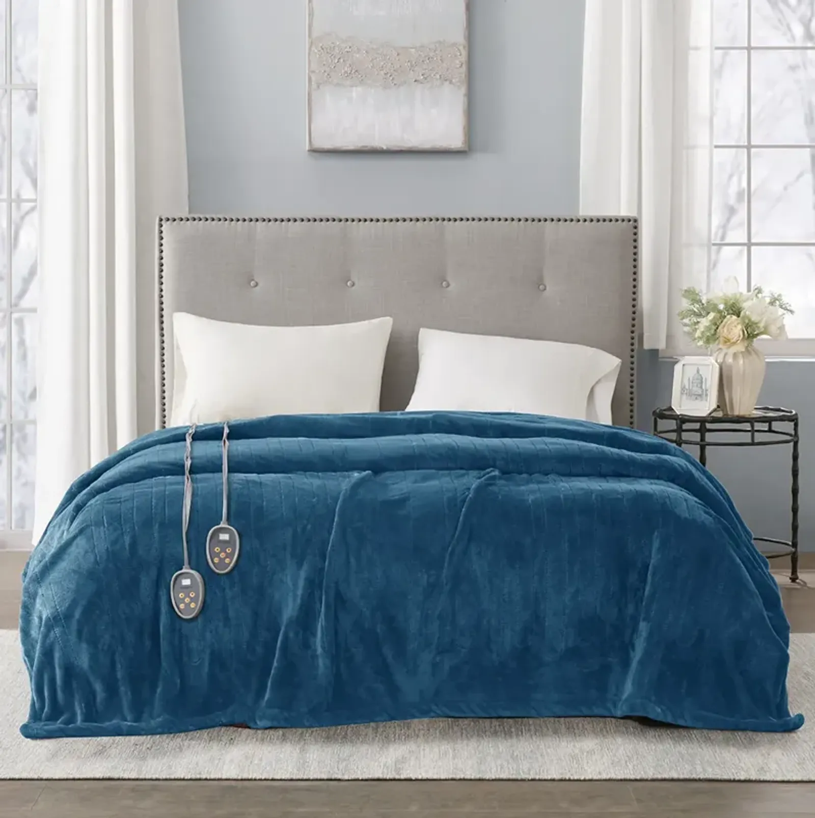 Beautyrest Heated Plush Teal Blanket