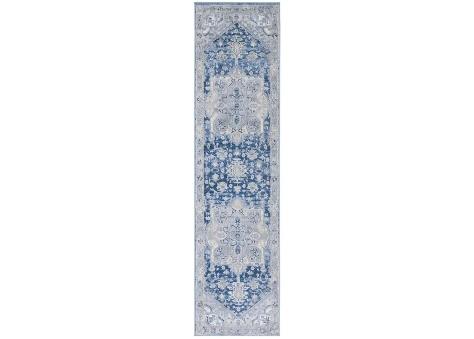 Brentwood 852 Blue / Grey 2' X 8' Runner Powerloomed Rug