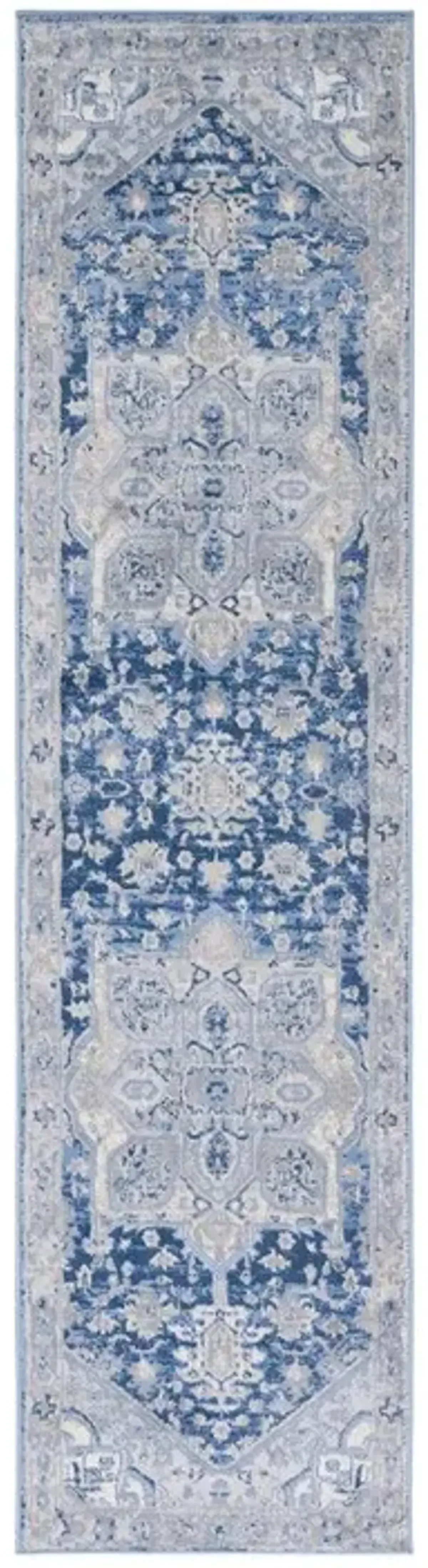 Brentwood 852 Blue / Grey 2' X 8' Runner Powerloomed Rug