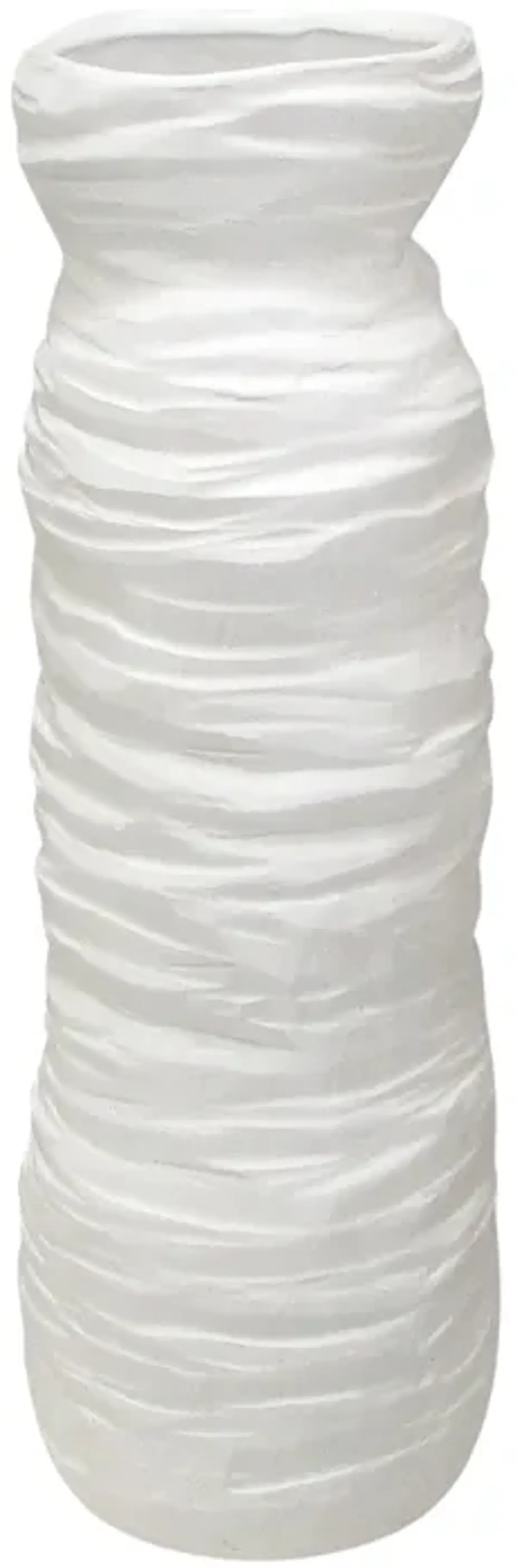 19" Horizontal Ribbed Matte Vase, Ivory