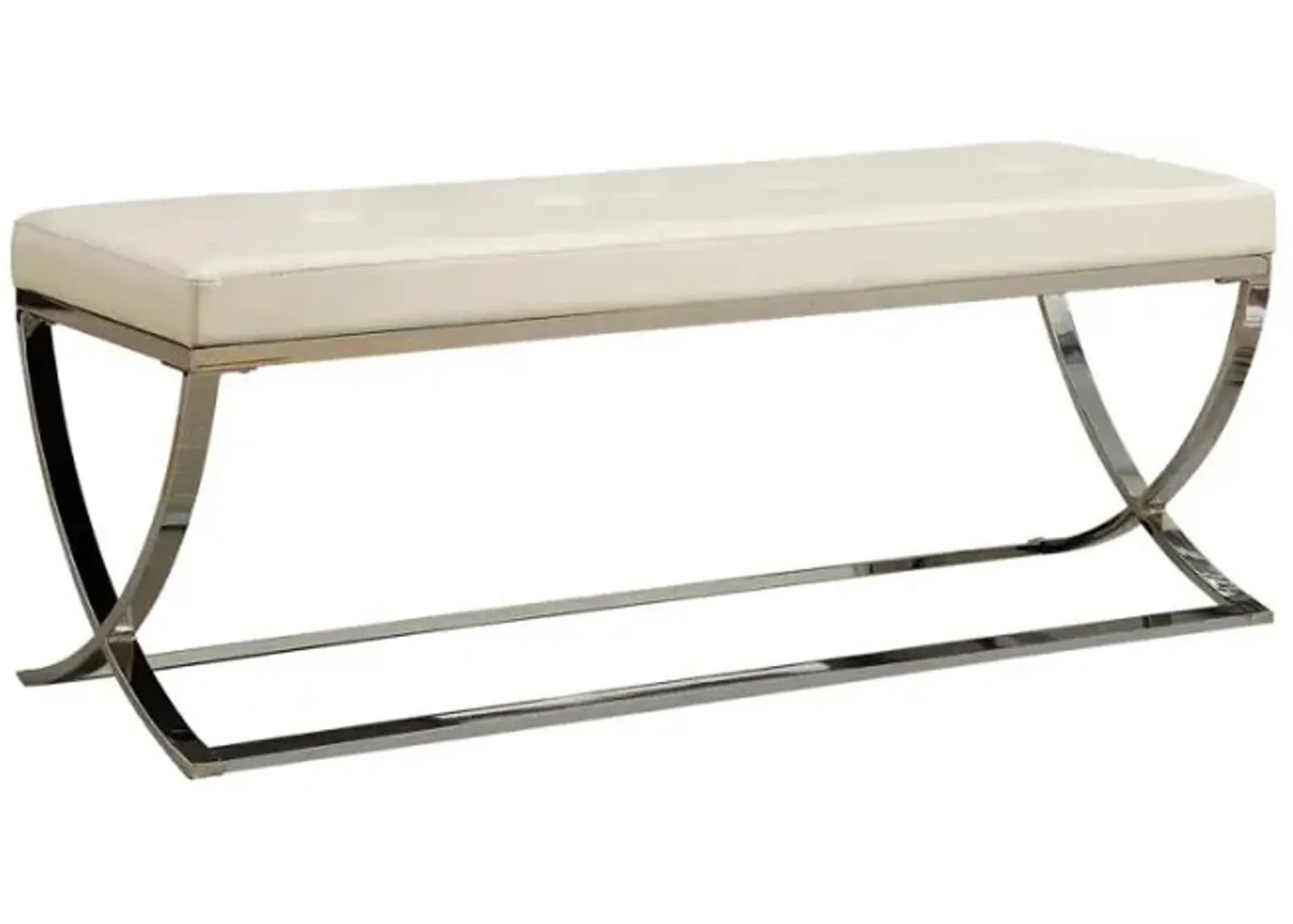 Walton Bench with Metal Base White and Chrome