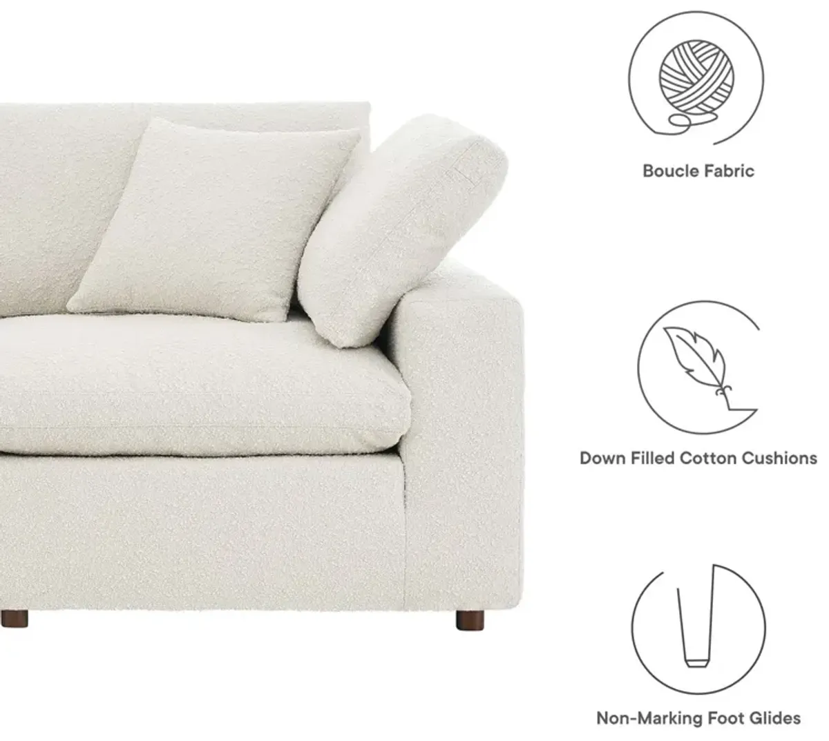 Commix Down Filled Overstuffed Boucle Fabric Loveseat