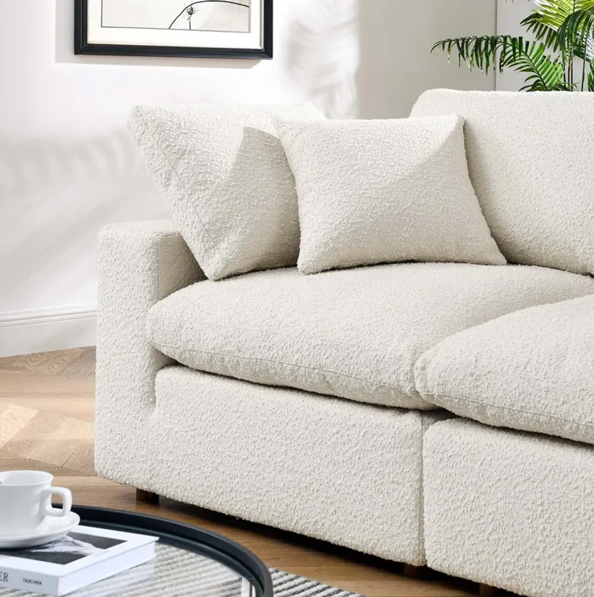 Commix Down Filled Overstuffed Boucle Fabric Loveseat