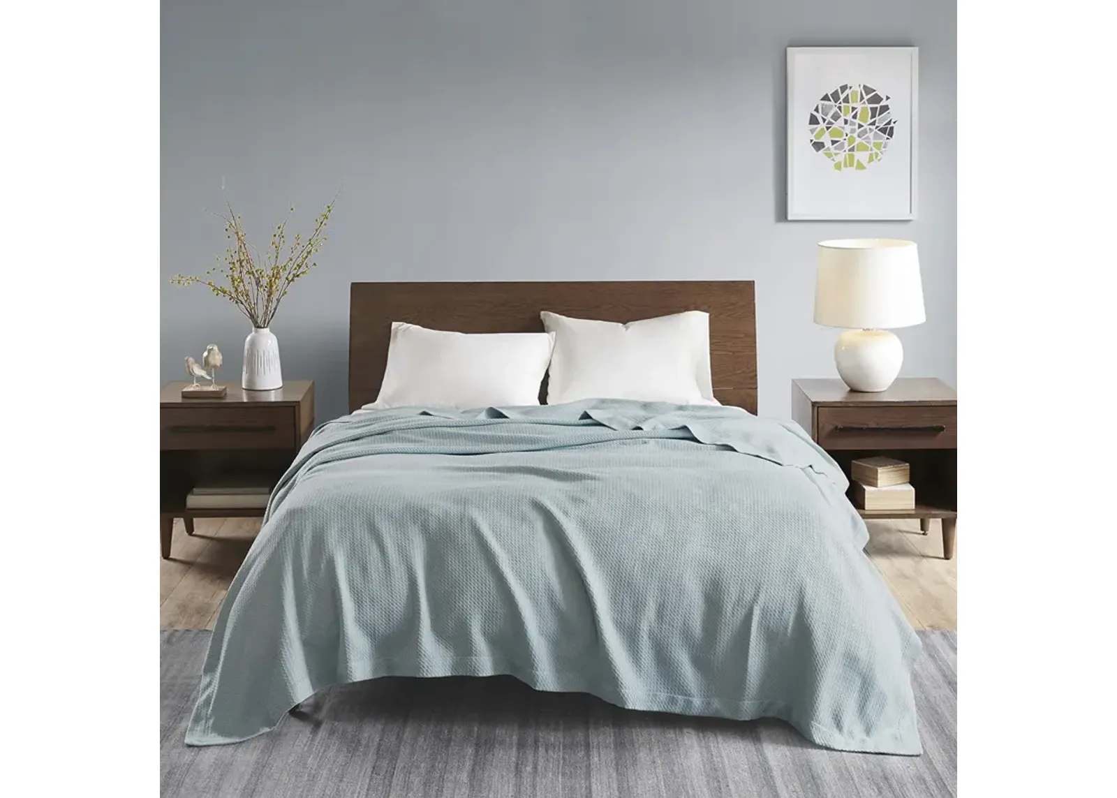 Madison Park Egyptian Cotton Light Blue Blanket