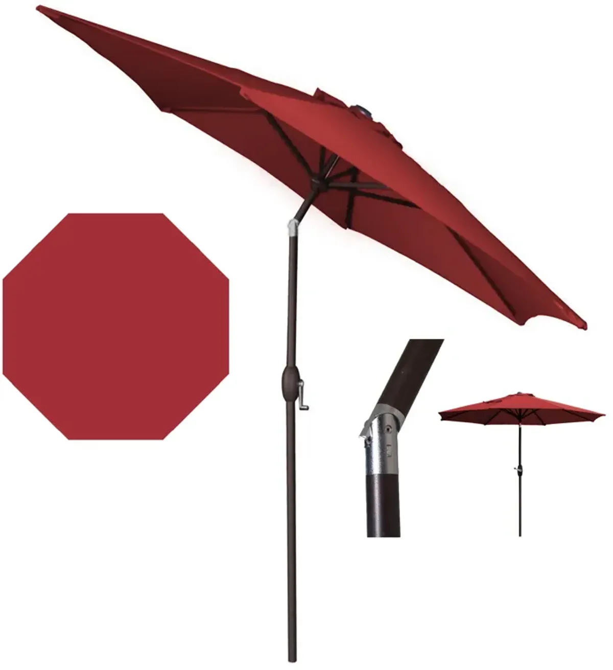 Panama Jack Red 9 Ft Alum Patio Umbrella W/Crank