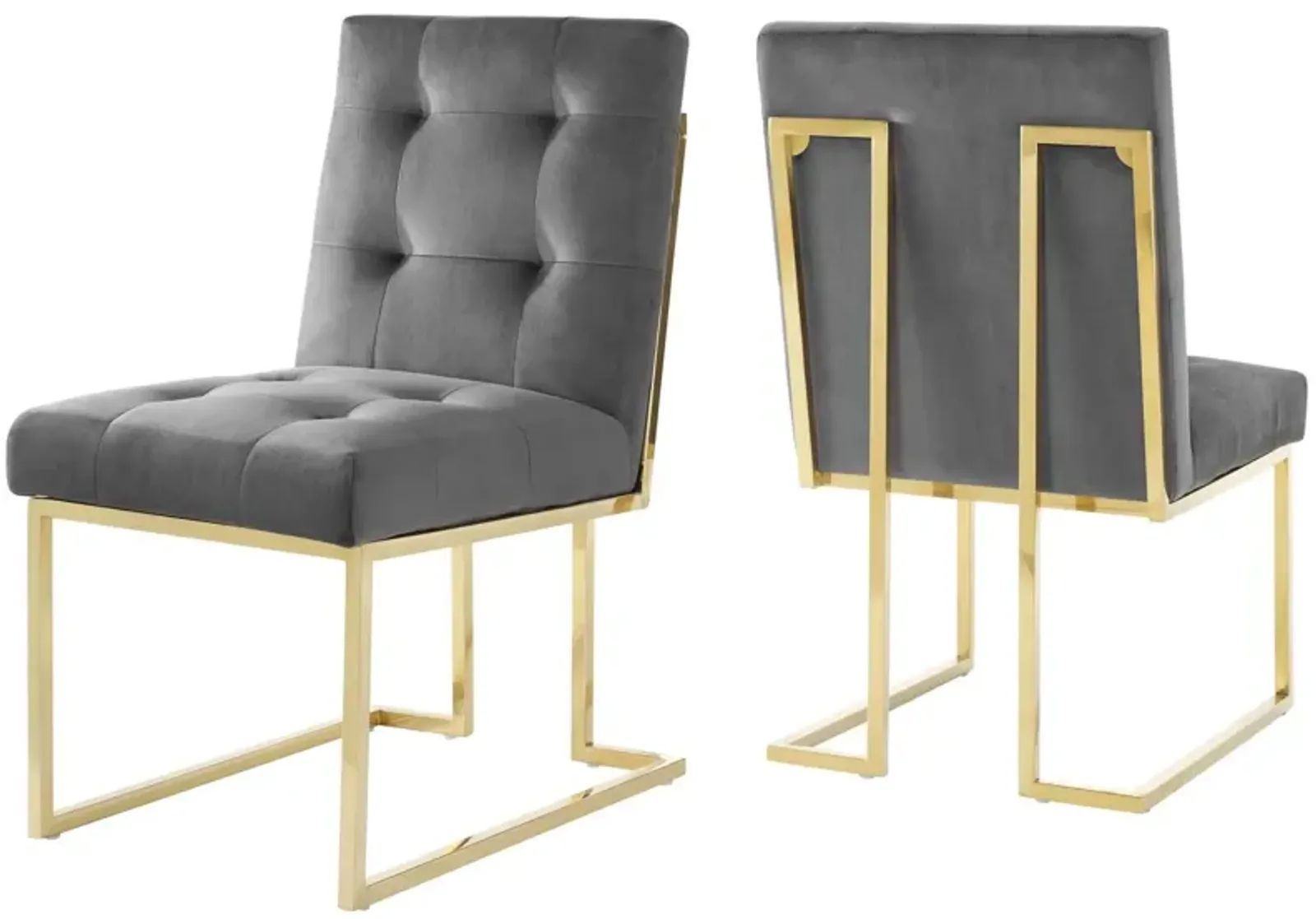 Privy Gold Stainless Steel Performance Velvet Dining Chair Set of 2