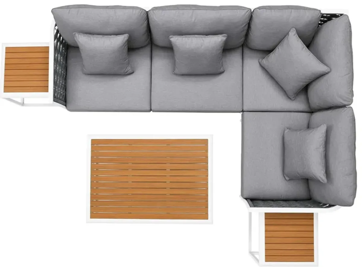 Stance 7 Piece Outdoor Patio Aluminum Sectional Sofa Set