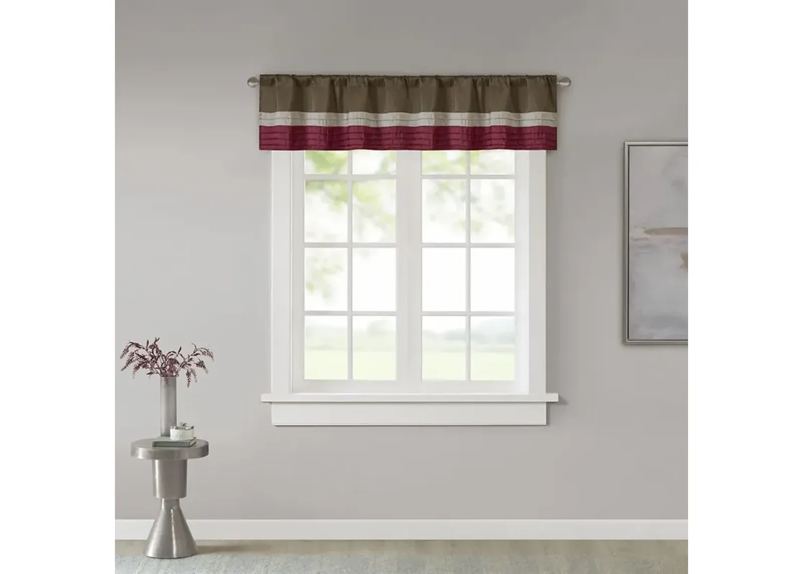 Madison Park Amherst Red Polyoni Pintuck Window Valance