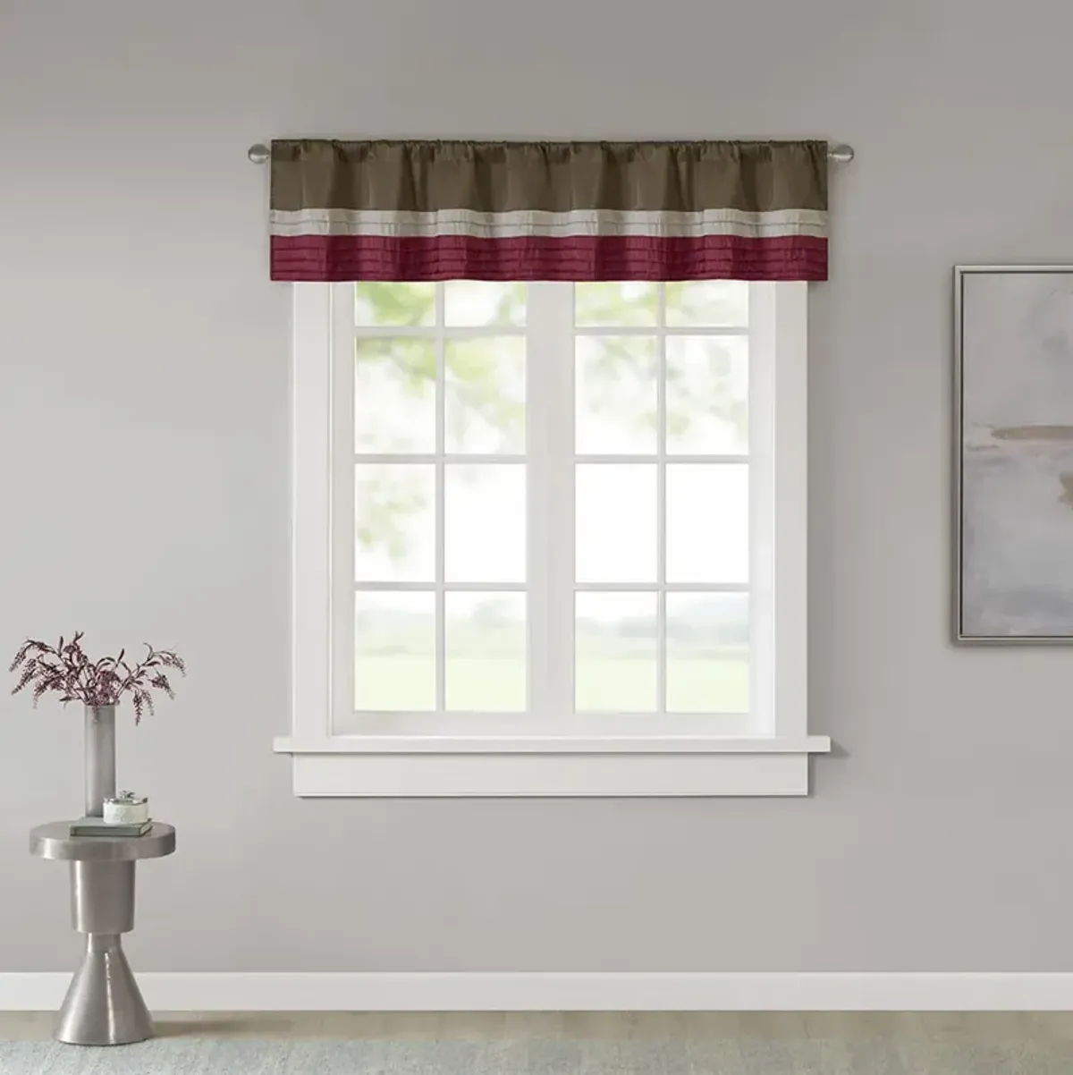 Madison Park Amherst Red Polyoni Pintuck Window Valance