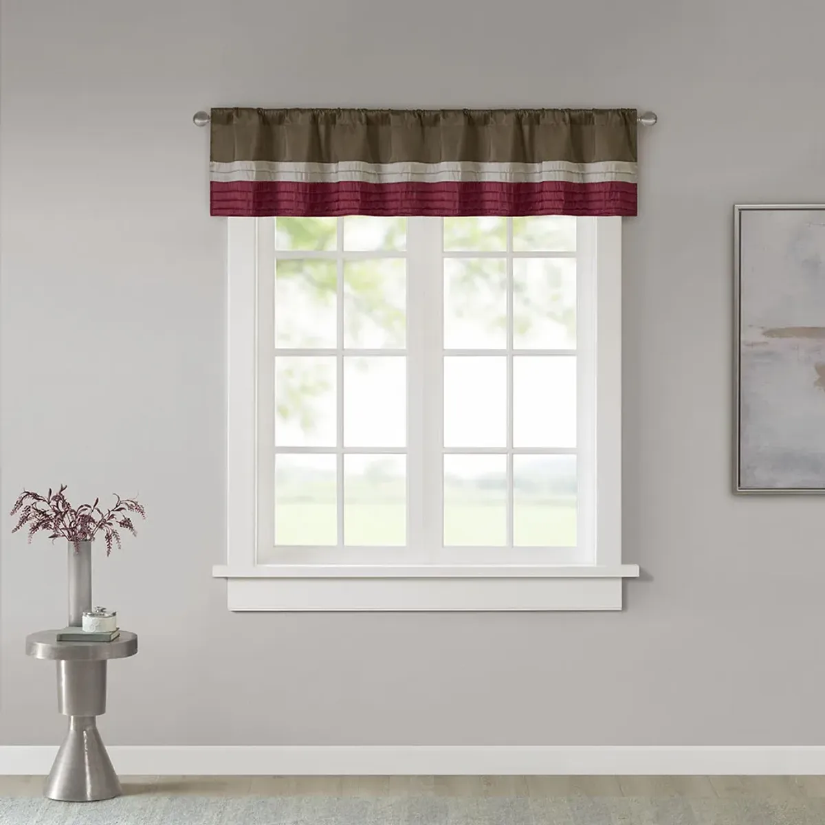 Madison Park Amherst Red Polyoni Pintuck Window Valance