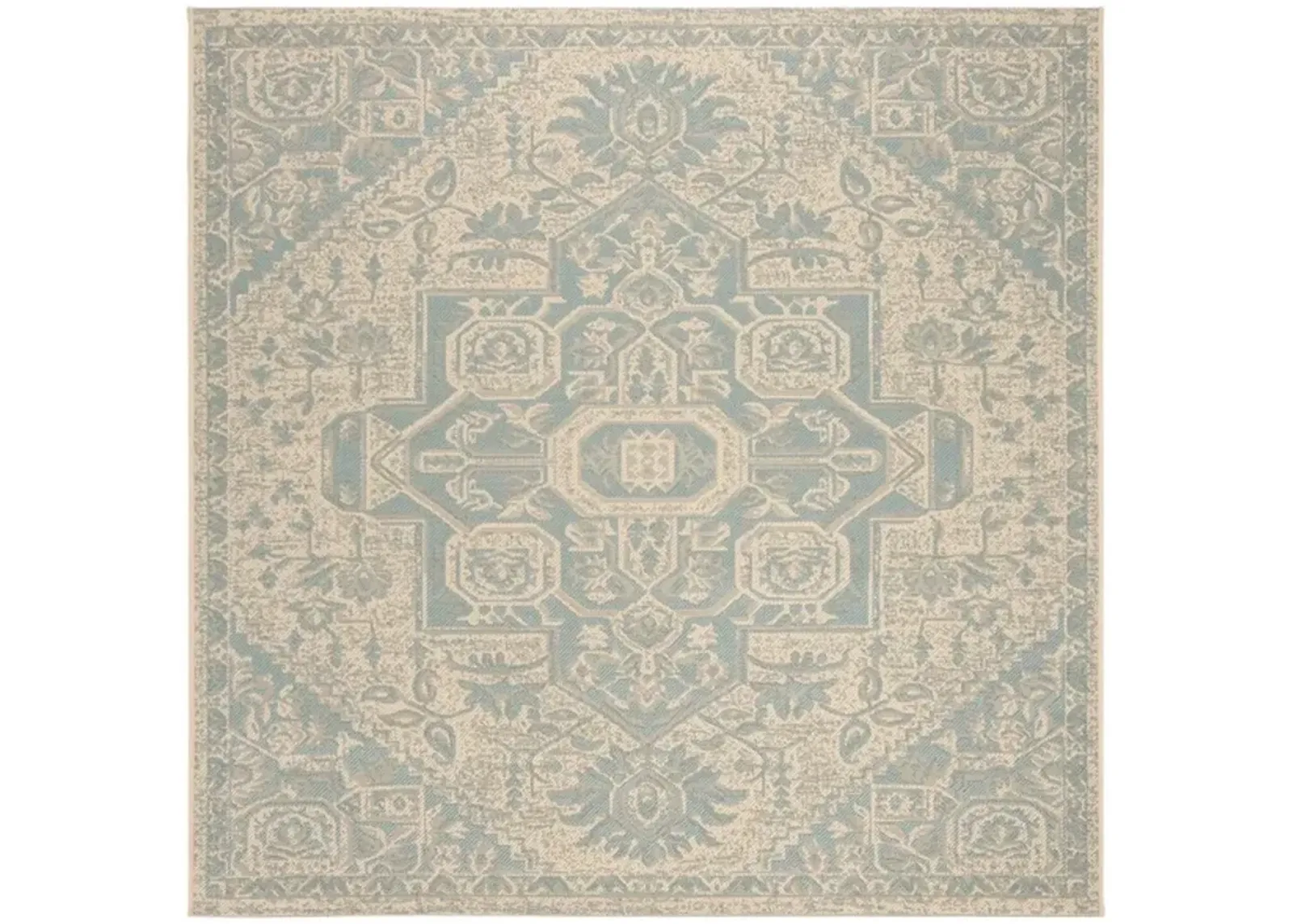 Safavieh BEACH HOUSE Collection BHS138K-6SQ Aqua / Cream 6'-7" X 6'-7" Square