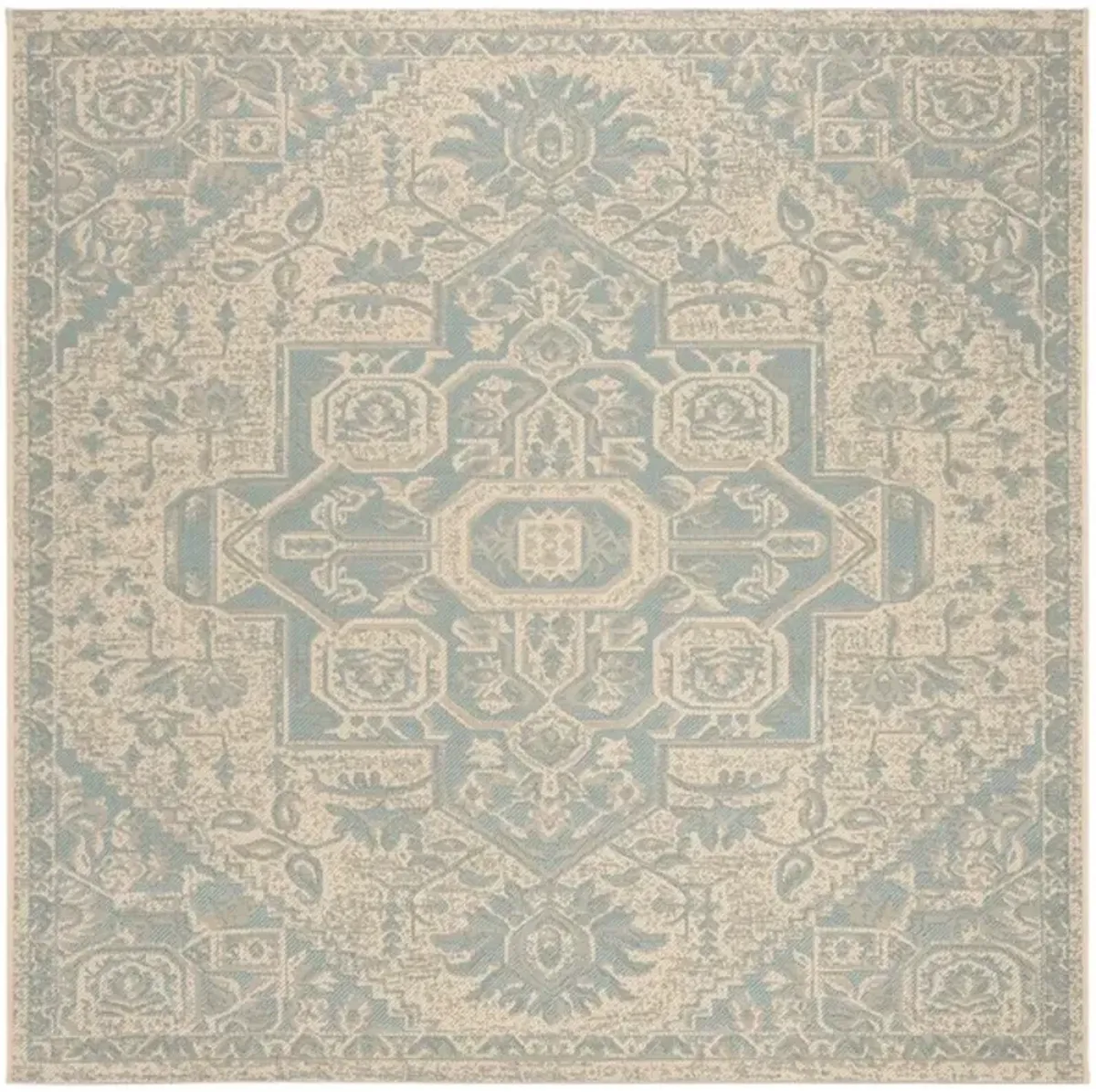 Safavieh BEACH HOUSE Collection BHS138K-6SQ Aqua / Cream 6'-7" X 6'-7" Square