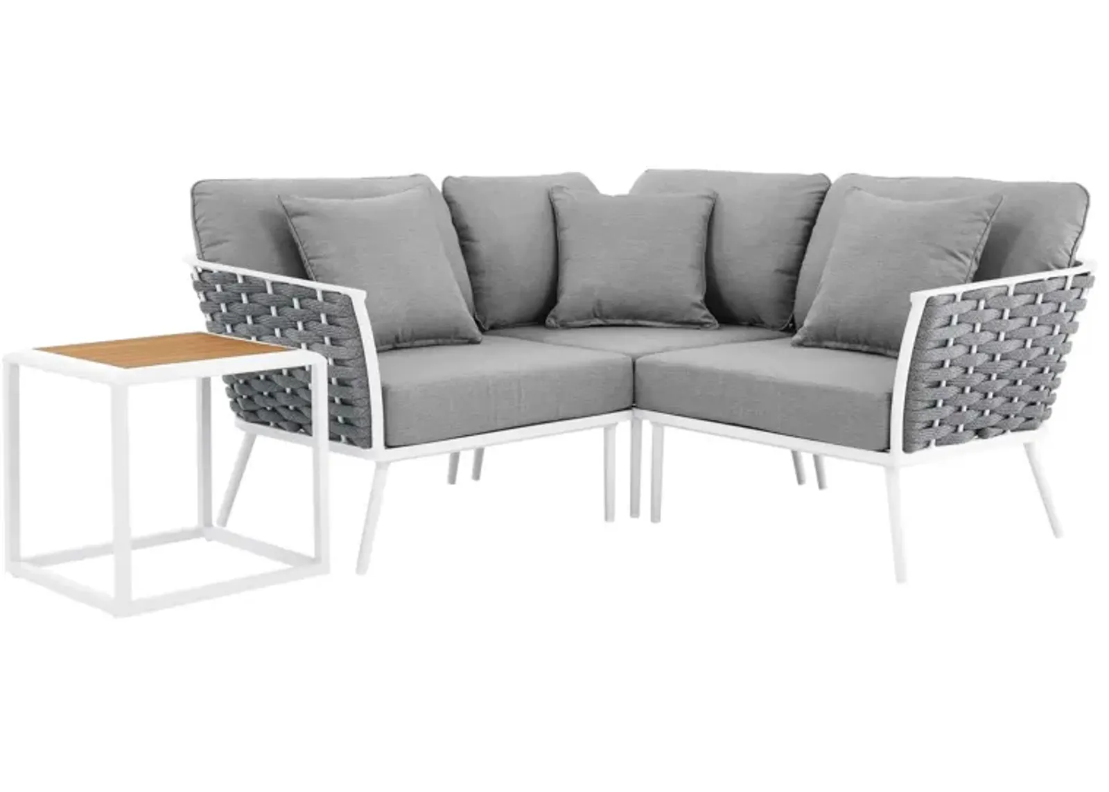 Stance 4 Piece Outdoor Patio Aluminum Sectional Sofa Set