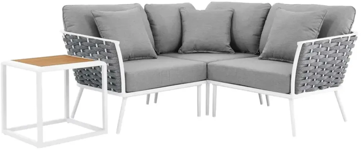 Stance 4 Piece Outdoor Patio Aluminum Sectional Sofa Set