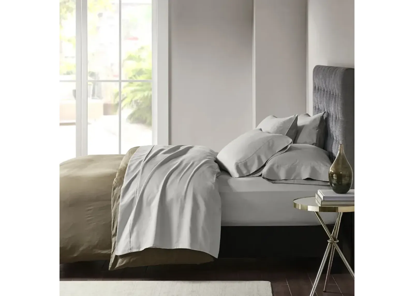 Madison Park 800 Thread Count Grey Cotton Blend Sateen Sheet Set