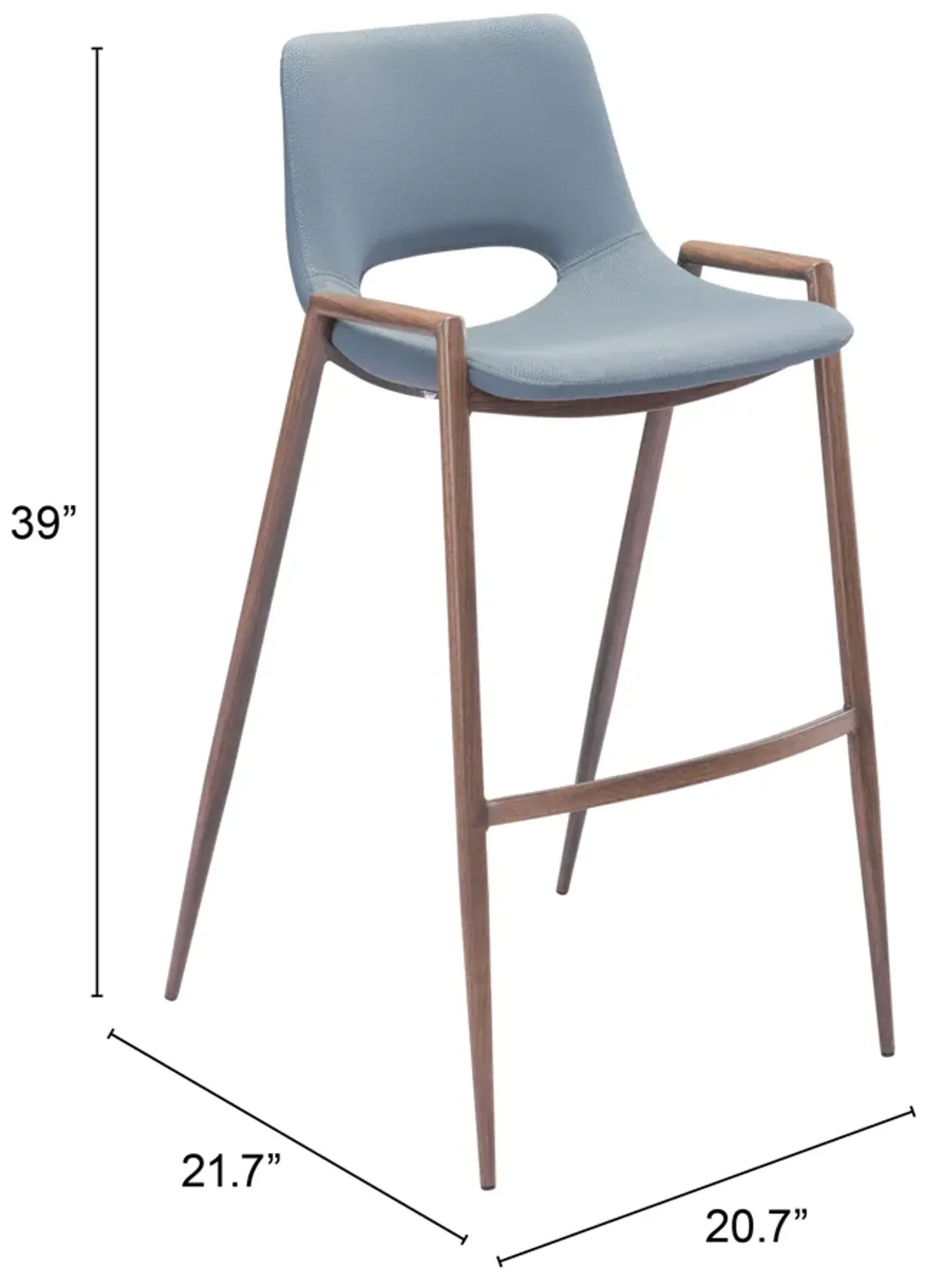 Desi Barstool (Set of 2) Blue & Walnut