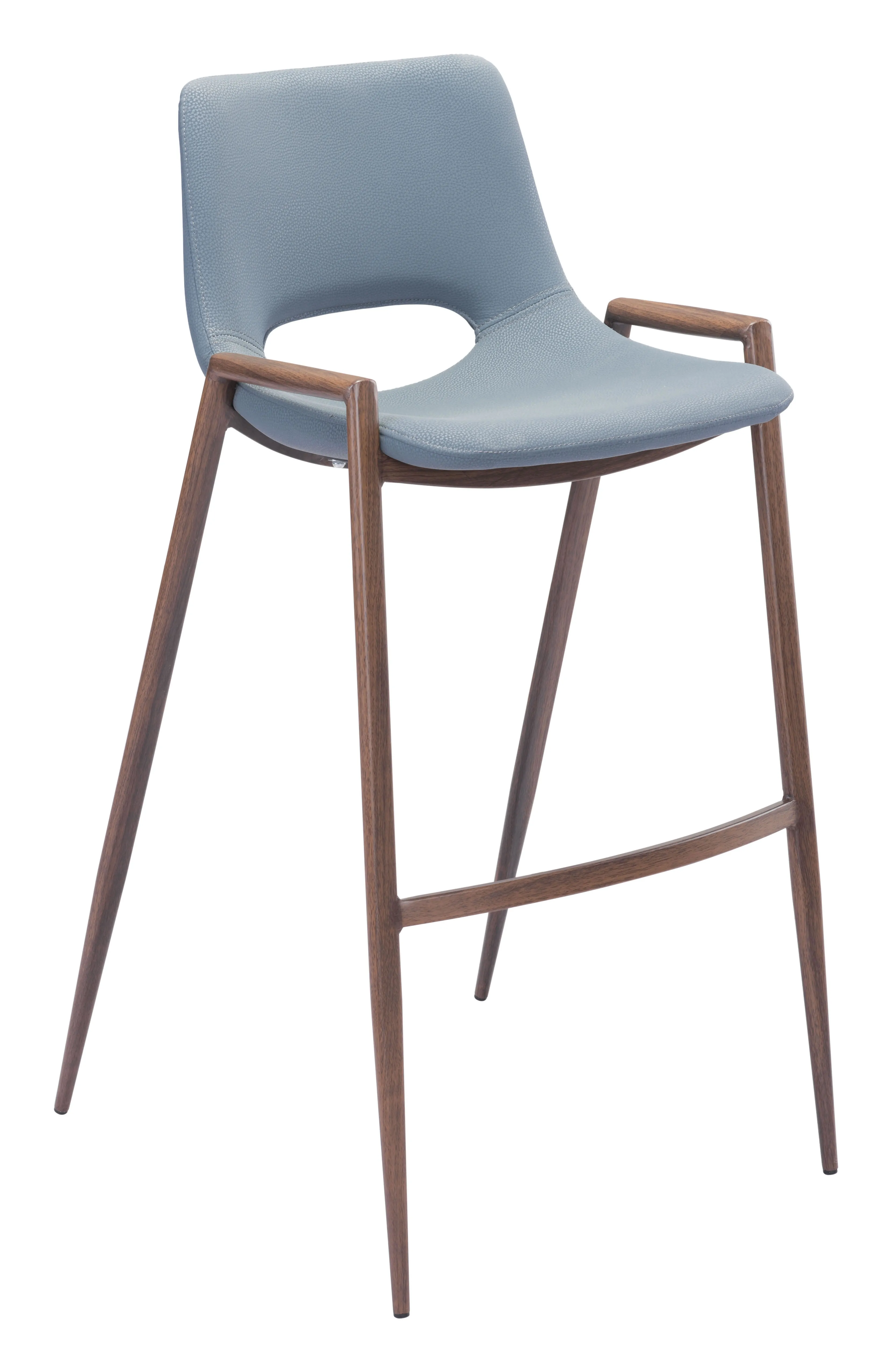 Desi Barstool (Set of 2) Blue & Walnut