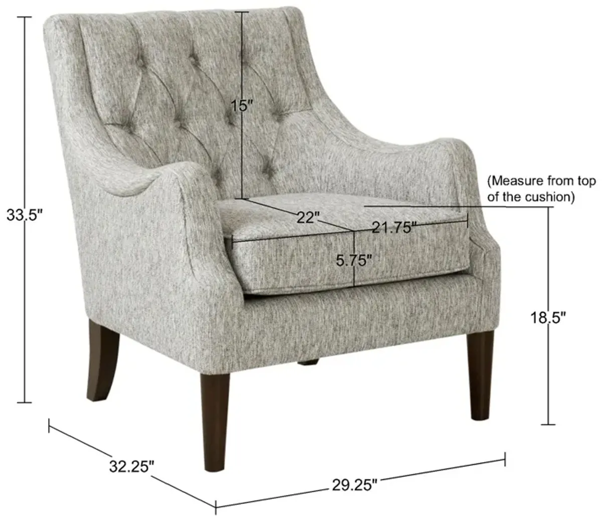 Madison Park Qwen Grey Button Tufted Accent Chair