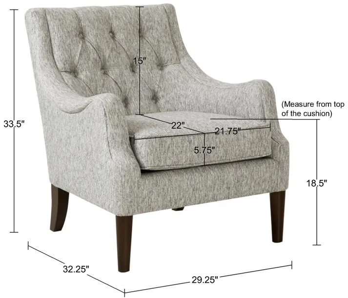 Madison Park Qwen Grey Button Tufted Accent Chair