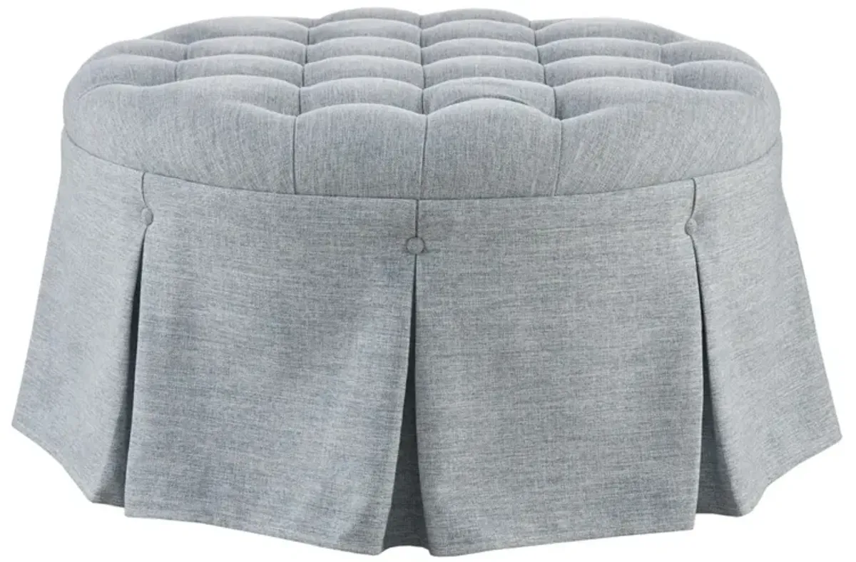 Skirted Tufted 32" Round Ottoman