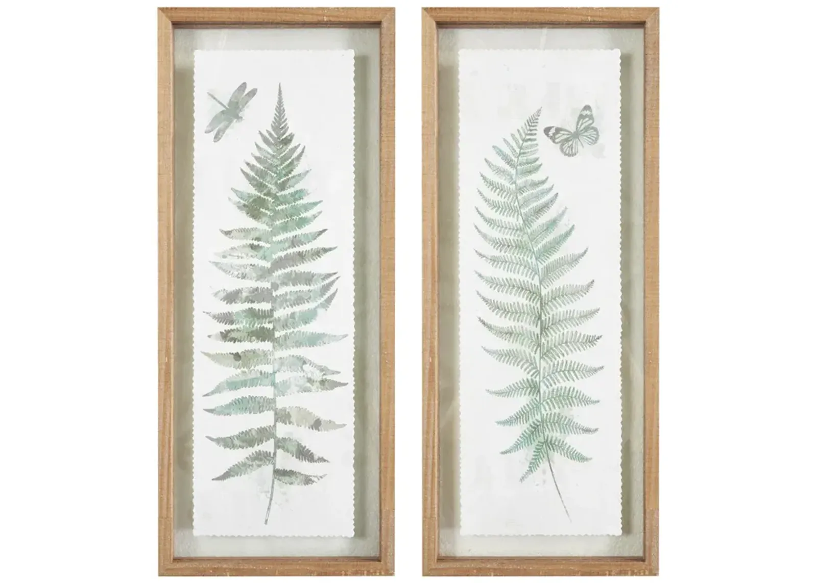 Madison Park Linden Natural Fern 2-piece Framed Glass Wall Art Set