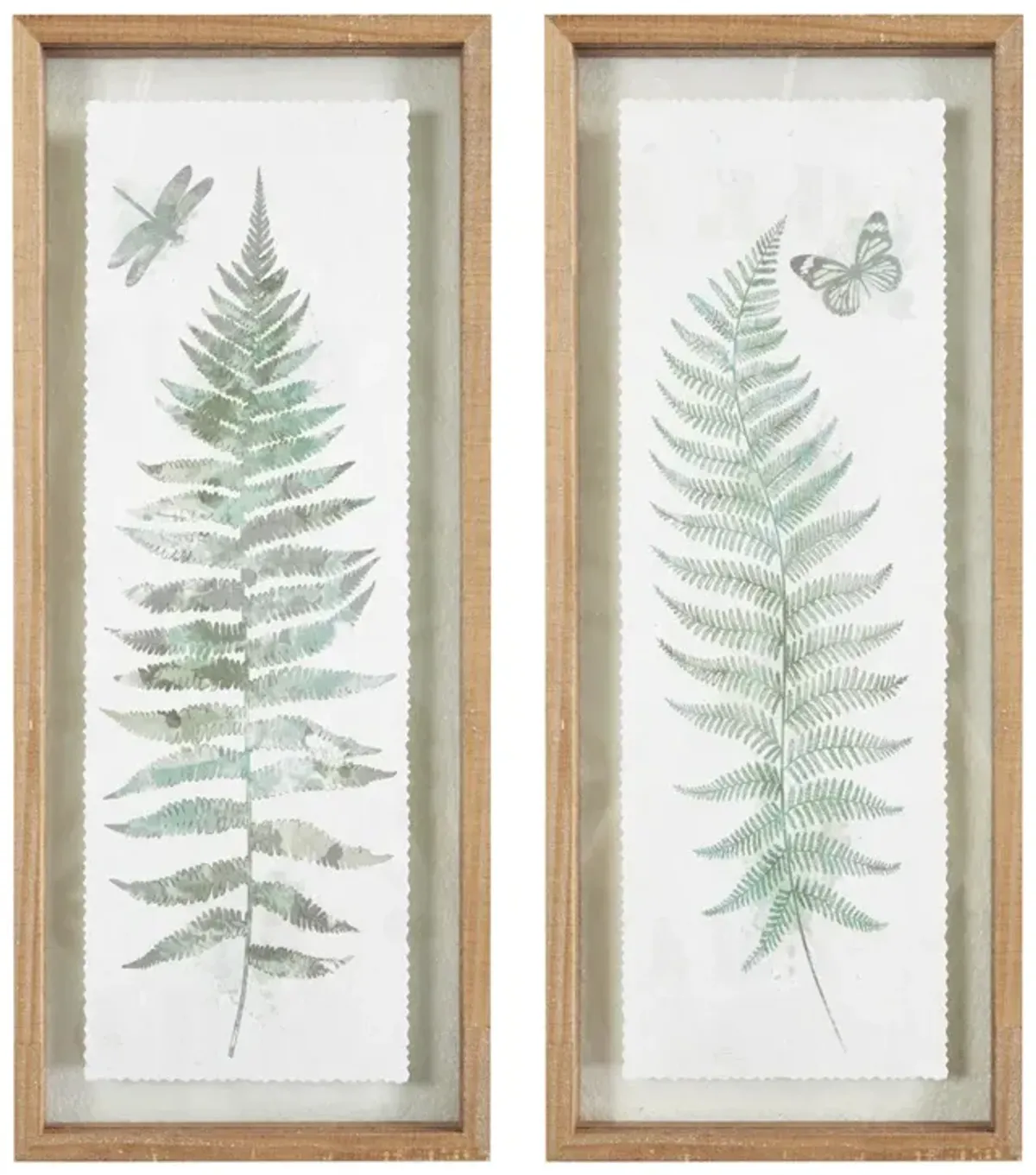 Madison Park Linden Natural Fern 2-piece Framed Glass Wall Art Set