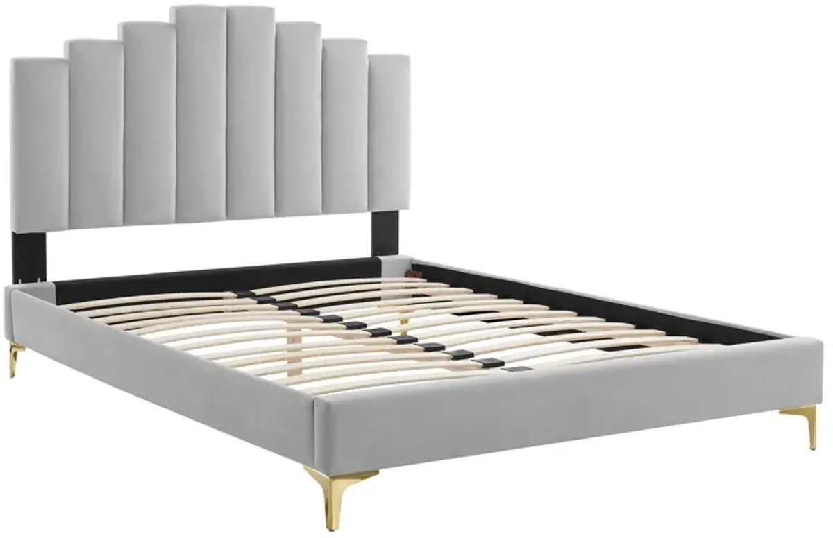 Elise Full Performance Velvet Platform Bed