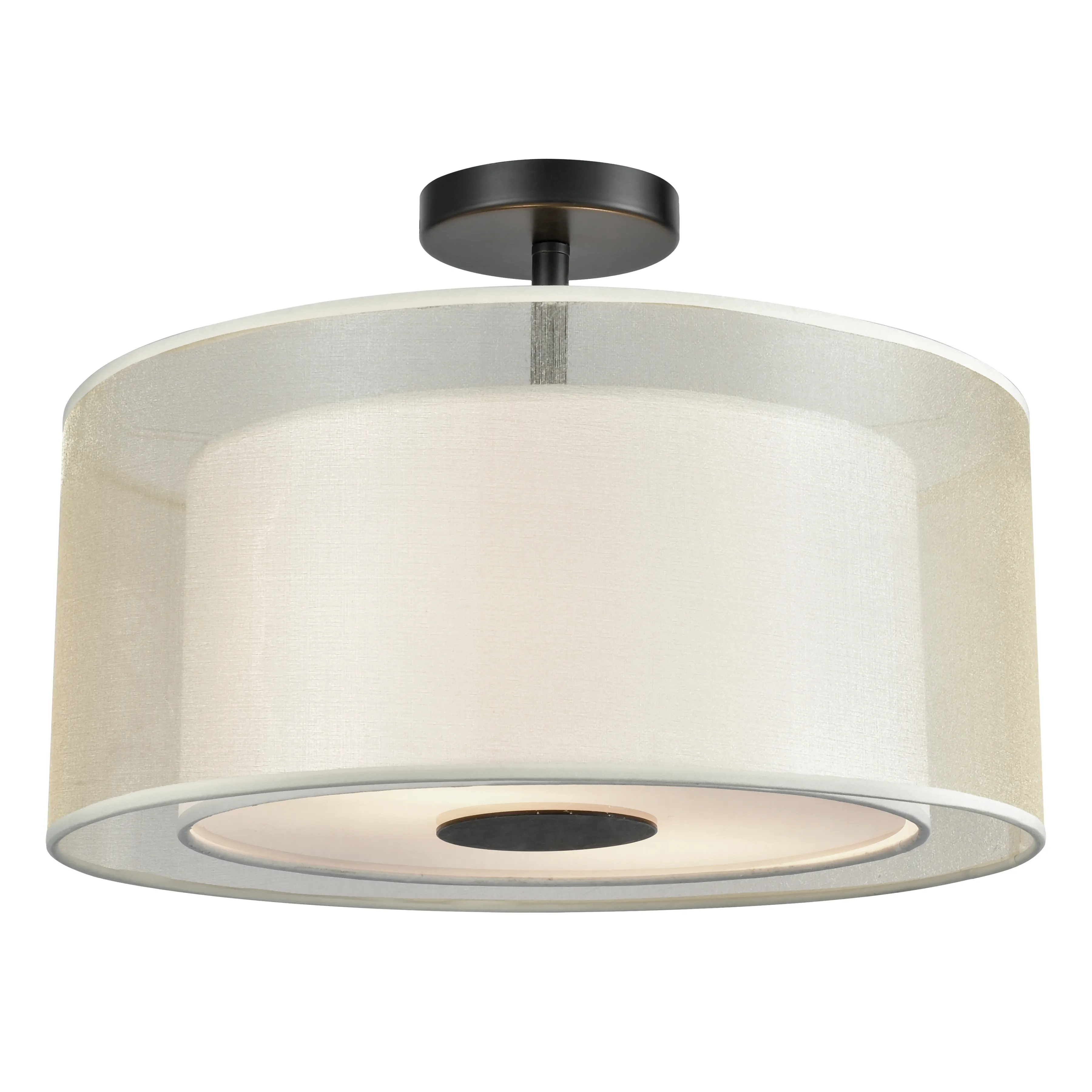 Ashland 16" Wide 2-Light Semi Flush Mount - Matte Black