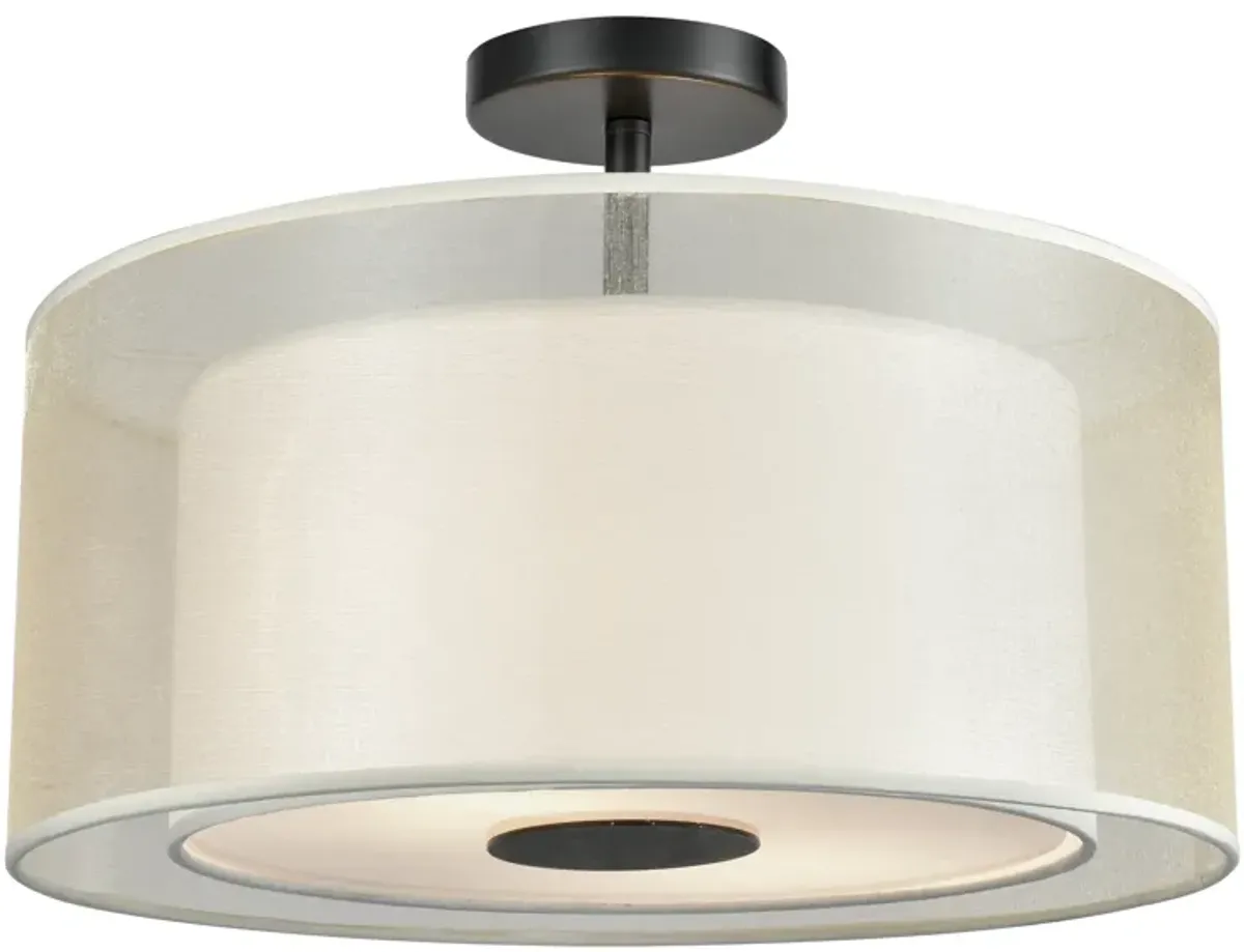 Ashland 16" Wide 2-Light Semi Flush Mount - Matte Black