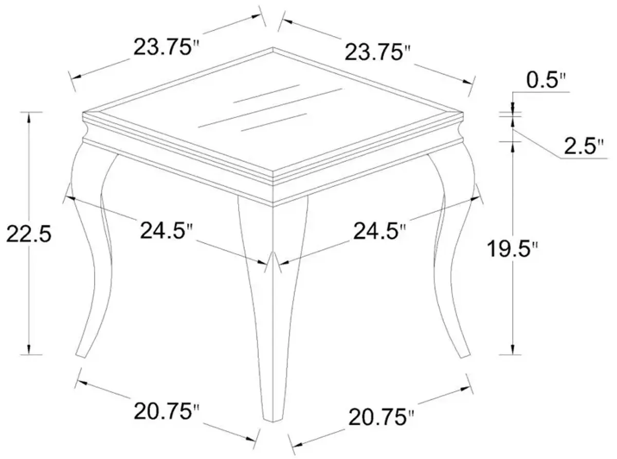 Carone Square End Table Chrome and Black