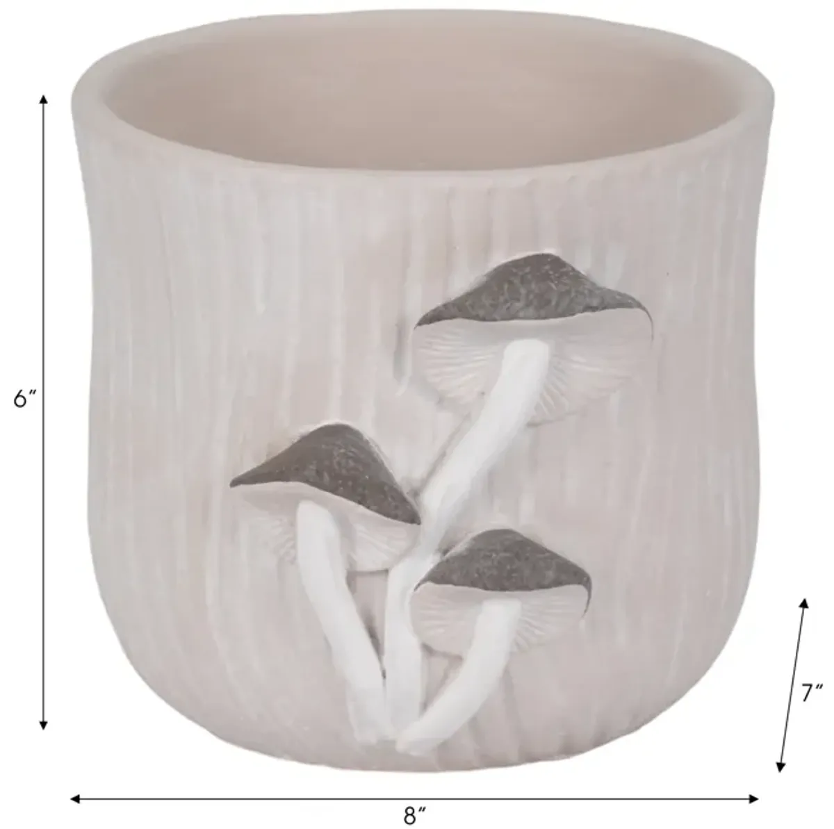 8" Mushroom Applique Planter, Grey