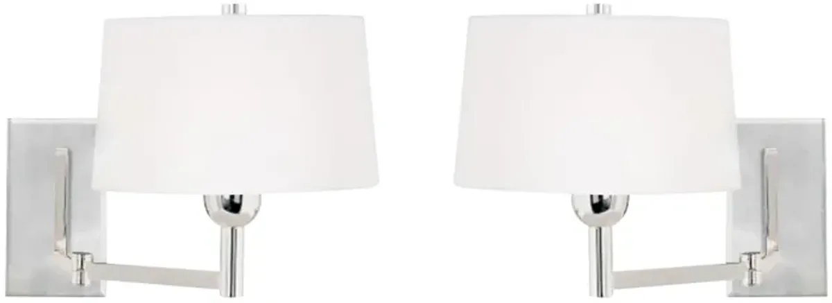 Satin Nickel 1-Light Swingarm Wall Lamps (Set of 2)