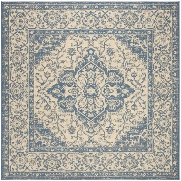 LINDEN 137 Collection LND137N-6SQ Cream / Blue 6'-7" X 6'-7" Square