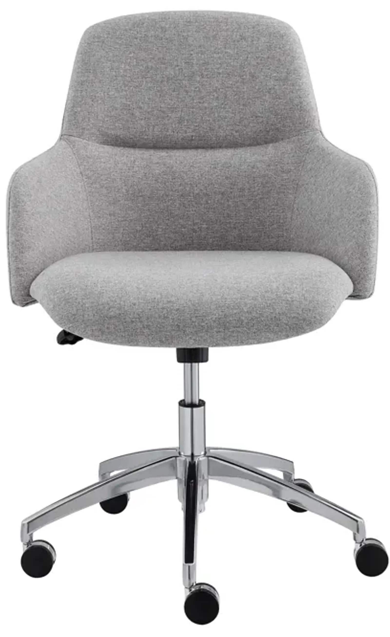 Minna Office Chair in Light Gray Fabric with Polished Aluminum Base