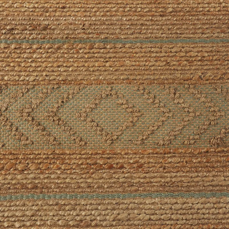 Earl Tan/ Seafoam Geometric Farmhouse Organic Jute Indoor Area Rug 5' x 7'9"