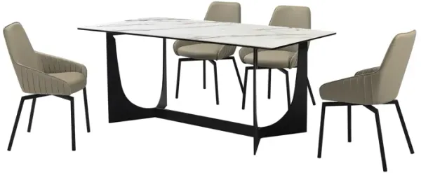 Esme Shilo 5 Piece Dining Set Taupe with Gray Faux Leather Chairs