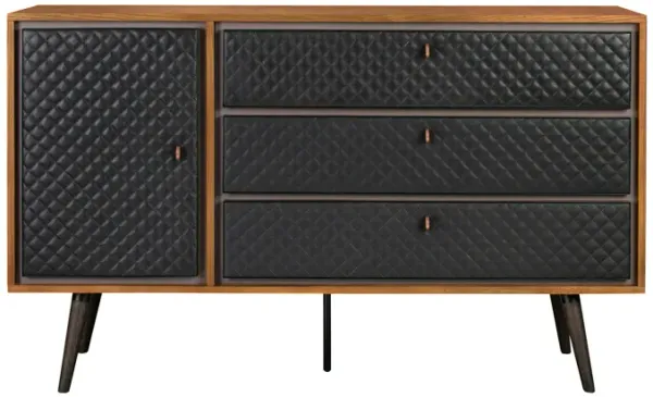 Coco Rustic Oak Wood and Faux Leather Dresser