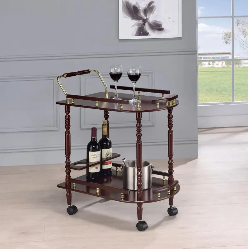 Palmer 2-tier Serving Cart Merlot and Brass