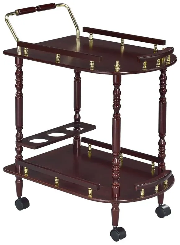 Palmer 2-tier Serving Cart Merlot and Brass