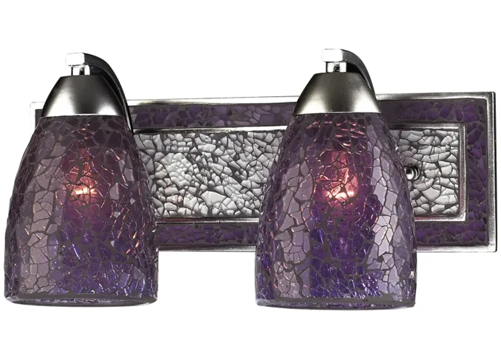 VANITY COLLECTION ELEGANT BATH LIGHTING 2-LIGHT PURPLE CRACKLED GLASS AND BACKPL